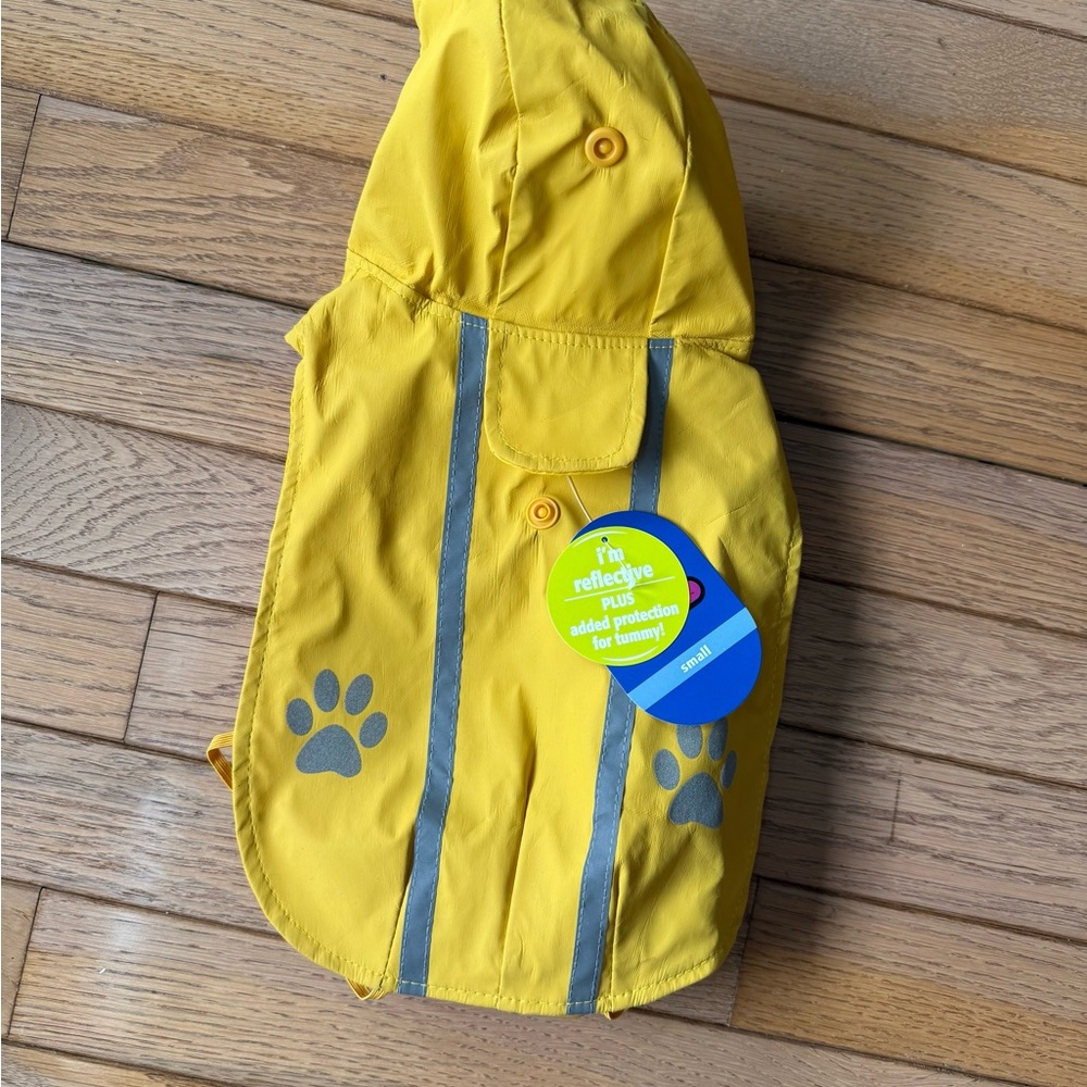 Top Paw Yellow Dog or Cat Raincoat with Reflective Stripes - Small